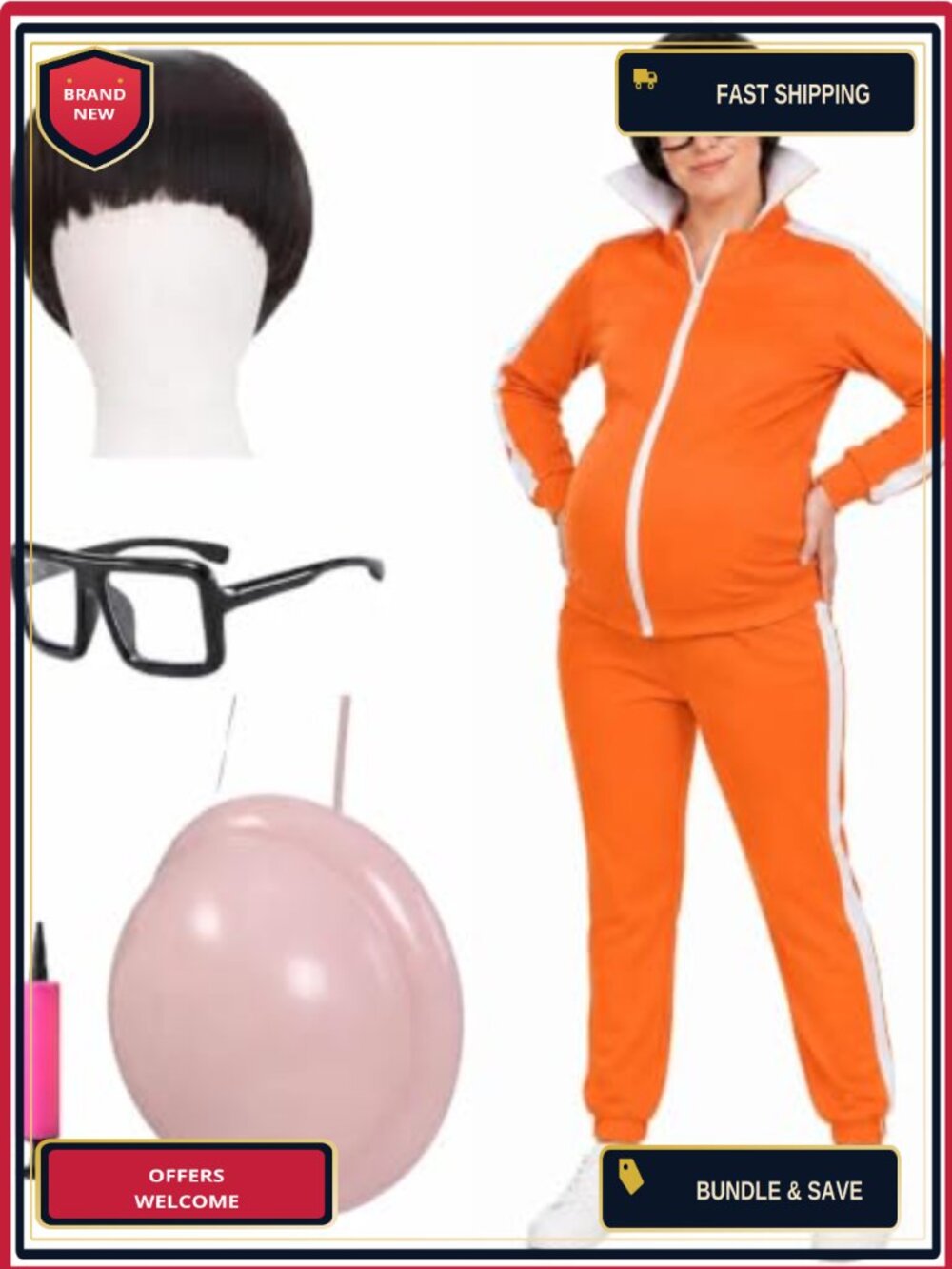 Women's Tracksuit Costume Set Jacket Pants Wig Glasses Belly Prop Cosplay